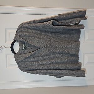 American Eagle Women's Gray Sweater V-neck, pullover with hood size medium